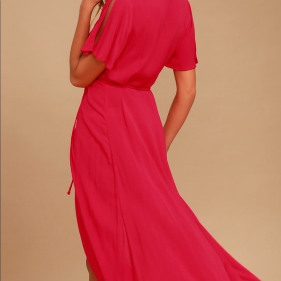 Lulus much obliged red wrap maxi dress - Picture 4 of 8